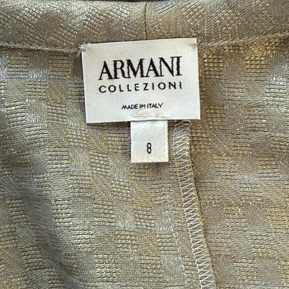 Armani Collezioni Womens Textured Gold Button-Up Blazer Size 8 3/4 Sleeves Italy - Picture 7 of 9